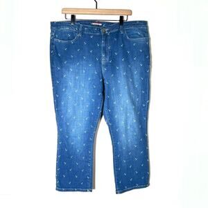 Tommy Hilfiger medium wash straight leg anchor print jeans size 16 B101